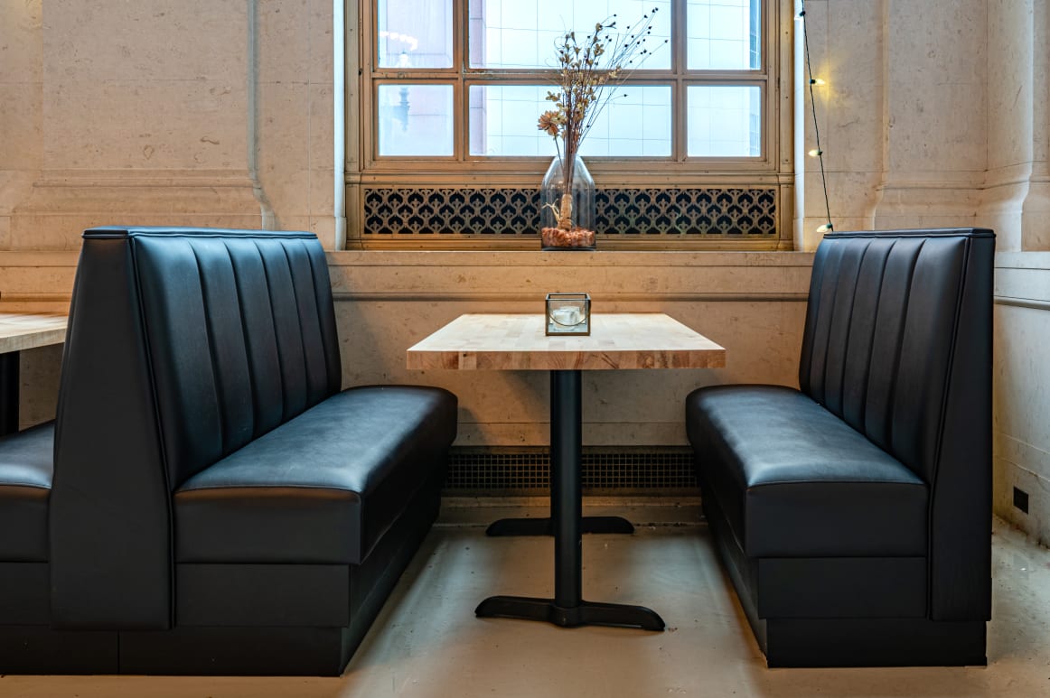 Table with booth seating hotsell