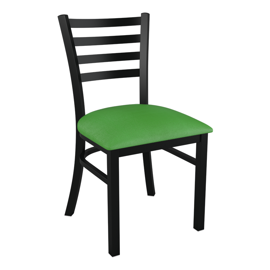 Metal Ladder Back Chair with Green Vinyl