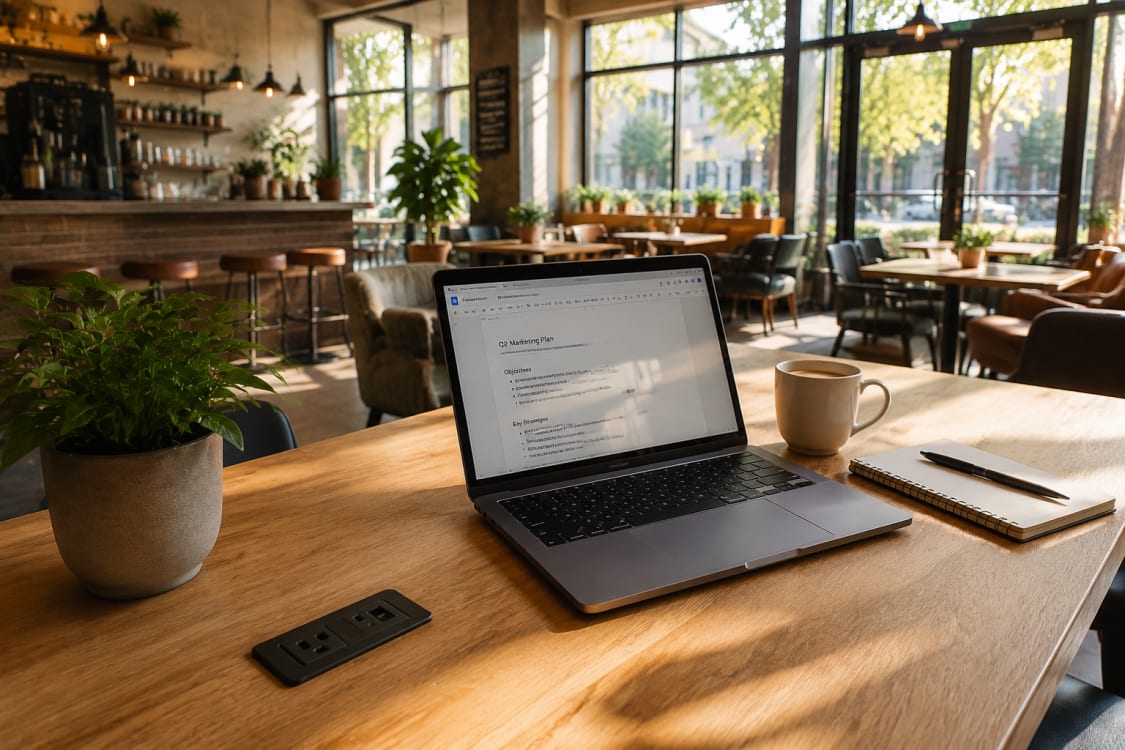 worker coffee shop interior