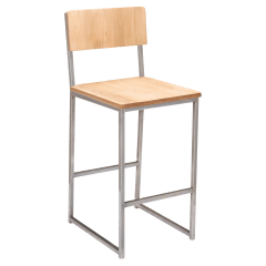 Indy Metal Bar Stool with Clear Coat Finish and Wood Back