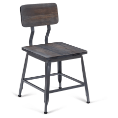 Massello Dark Grey Metal Chair with Wood Back