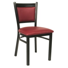 Black Metal Chair with Burgundy Vinyl Seat and Back