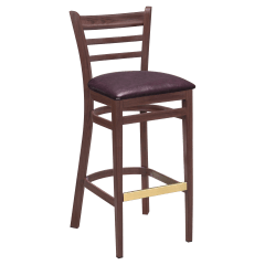 Ladder Back Metal Bar Stool with Wood Look
