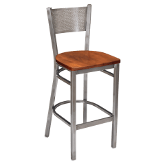 Clear Coat Checker Back Metal Bar Stool
