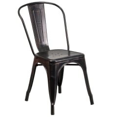 Bistro Style Metal Chair in Black-Antique Gold Finish