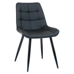 Black Metal Chair with Padded Black Vinyl Upholstery