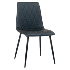 Lars Padded Metal Chair with Black Vinyl Upholstery