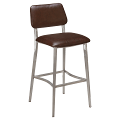Luca Metal Bar Stool with Padded Back in Clear Coat Finish