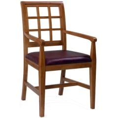 Straight Window Back Wood Arm Chair