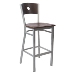 Silver Interchangeable Back Metal Restaurant Bar Stool with Circled Back