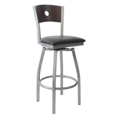 Silver Interchangeable Back Metal Swivel Bar Stool with a Circled Back