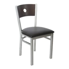 Silver Interchangeable Back Metal Restaurant Chair with a Circled Back