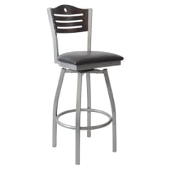 Silver Interchangeable Back Metal Swivel Bar Stool with Circle & 3 Slats