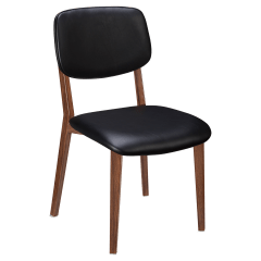 Enzo Wood Grain Metal Chair with Padded Back