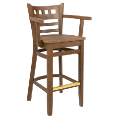 Premium US Made American Back Wood Bar Stool with Arms