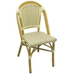 Aluminum Bamboo Patio Chair with Brown & White Rattan