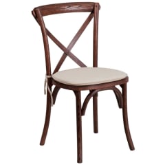 Stackable X Back Wood Restaurant Chair with Cushioned Seat