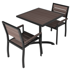 Black & Dark Walnut Patio Dining Set with Armchairs