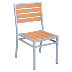 Grey Finish Heavy Duty Patio Chair with Faux Teak