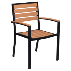 Black Heavy Duty Faux Teak Patio Arm Chair