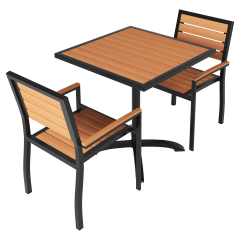Set of Black Heavy Duty Aluminum Armchairs with Table