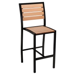 Black Heavy Duty Faux Teak Patio Bar Stool
