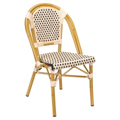 Aluminum Bamboo Patio Chair in Black and Cream Faux Rattan