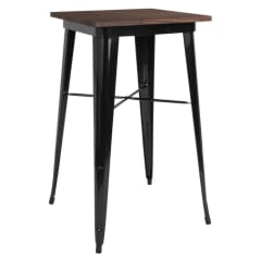 Industrial Black Bar Height Table with Dark Walnut Wood Top