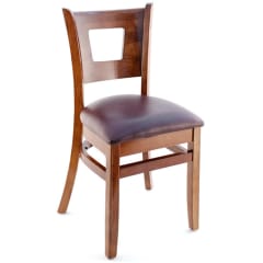 Duna Wood Restaurant Chair - Mahogany Finish with a Wine Vinyl Seat