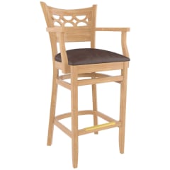 Premium US Made Leonardo Wood Bar Stool With Arms