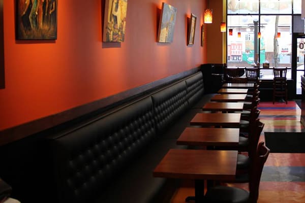 Restaurant wall benches - button tufted booths