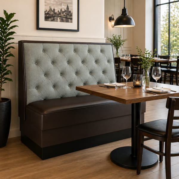 button tufted back restaurant booth