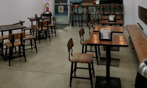 Wood and metal industrial restaurant furniture