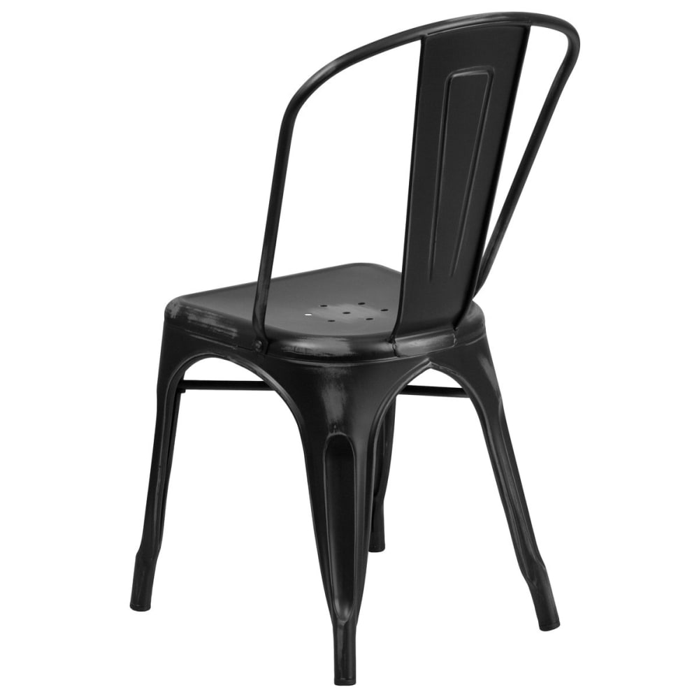 Bistro Style Metal Chair in Distressed Black Finish