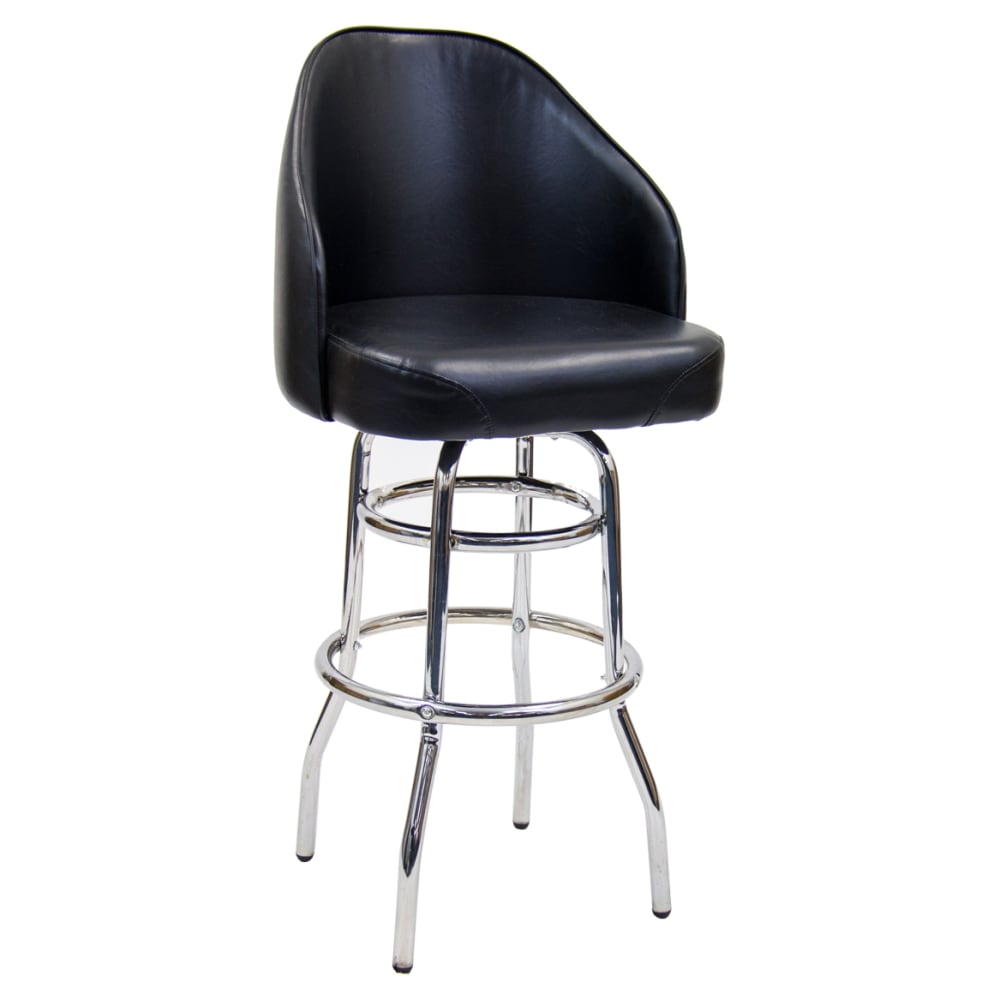 Alston Quality 4210-30-BLK Padded Back Double Ring Bar Stool Black