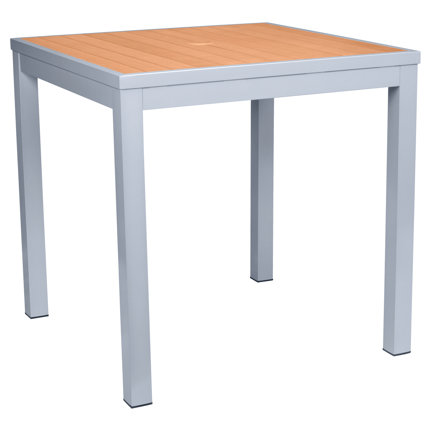 Aluminum Outdoor Table in Gray Finish and Faux Teak