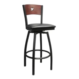 Details about   Black ''X'' Back Swivel Metal Restaurant Barstool with Mahogany Wood Seat 
