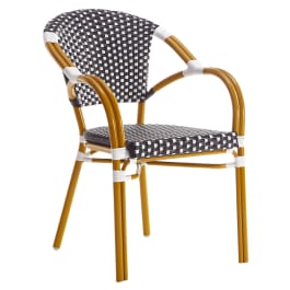 Aluminum Patio Chair in Cherry Finish and Black and White Rattan