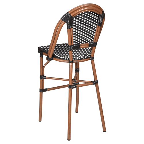 Aluminum Bamboo Patio Bar Stool With Black and White Rattan