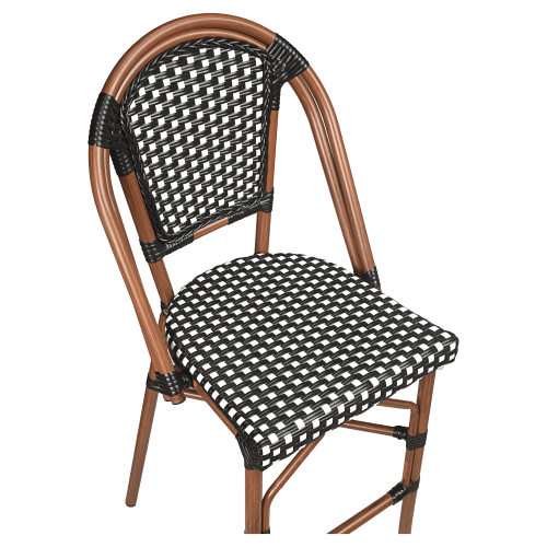 Aluminum Bamboo Patio Bar Stool With Black and White Rattan