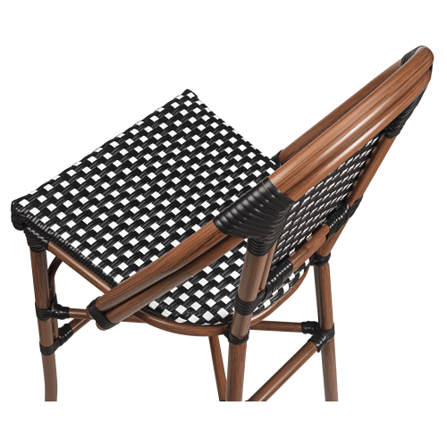Aluminum Bamboo Patio Bar Stool With Black and White Rattan