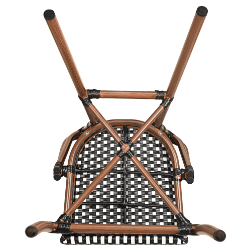 Aluminum Bamboo Patio Bar Stool With Black and White Rattan