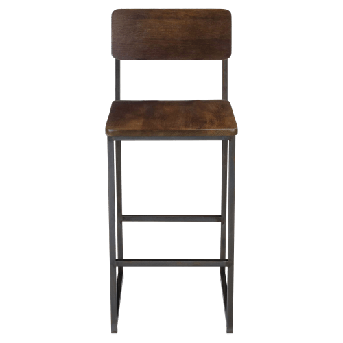 Industrial Series Metal Bar Stool with Wood Back & Seat