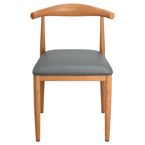 Wood Grain Metal Chair in Natural Finish with Padded Seat 