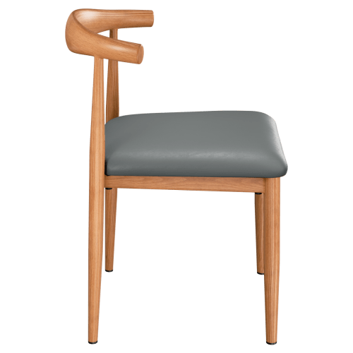 Wood Grain Metal Chair in Natural Finish with Padded Seat 