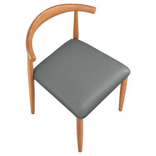 Wood Grain Metal Chair in Natural Finish with Padded Seat 