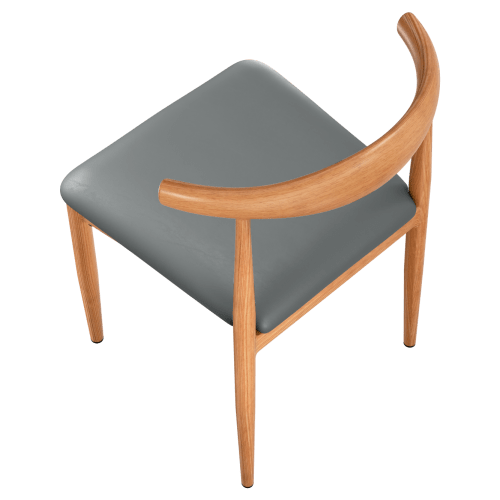 Wood Grain Metal Chair in Natural Finish with Padded Seat 