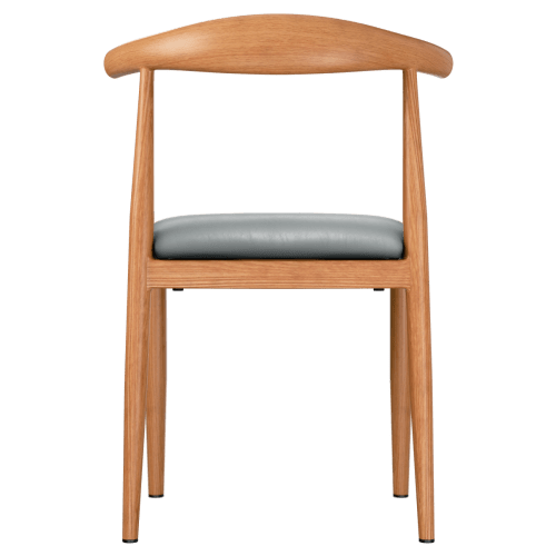 Wood Grain Metal Chair in Natural Finish with Padded Seat 