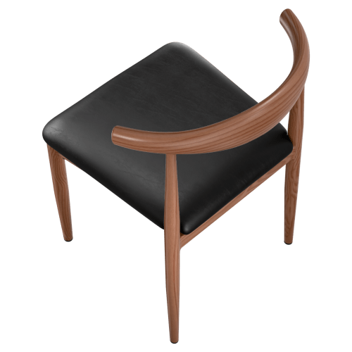 Wood Grain Metal Chair in Walnut Finish with Padded Seat