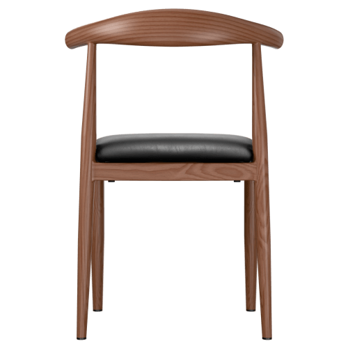 Wood Grain Metal Chair in Walnut Finish with Padded Seat